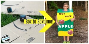 DIY Halloween costumes made from Amazon Prime smile boxes