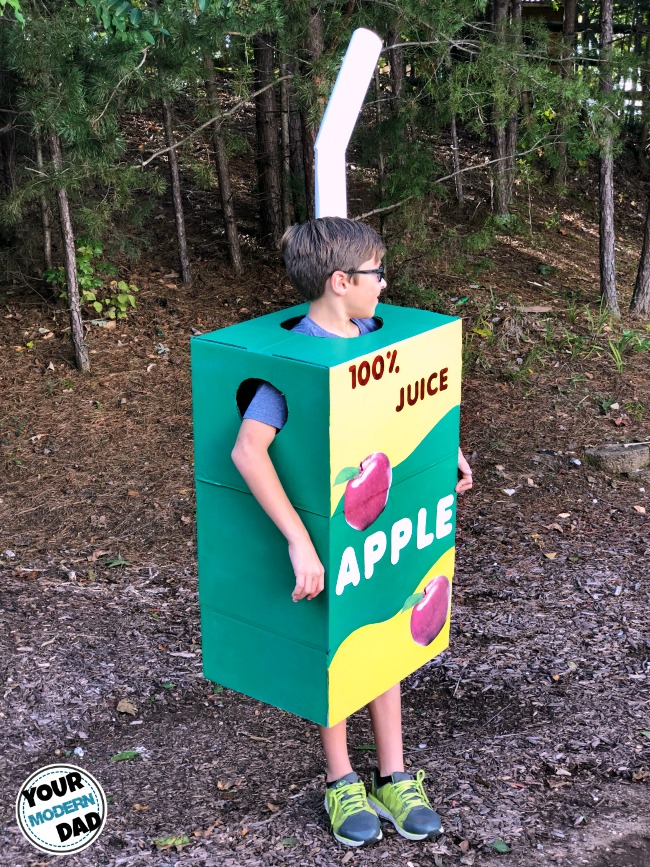 DIY apple juice box costume