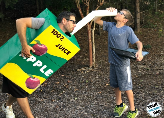 DIY apple juice box costume
